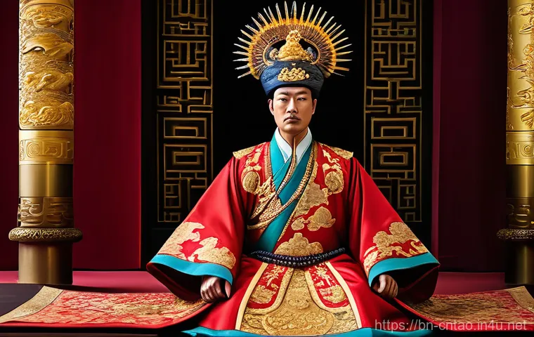 유교 전통 의복 - **Prompt 1: Imperial Grandeur - The Emperor's Formal Attire**
A majestic ancient East Asian empe...