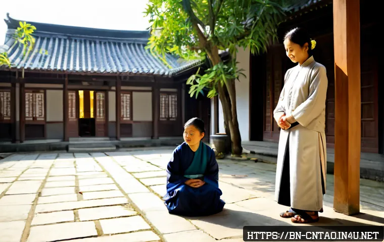 유교와 예절 - Photorealistic scene of a multigenerational East Asian family practicing respectful etiquette in a b...